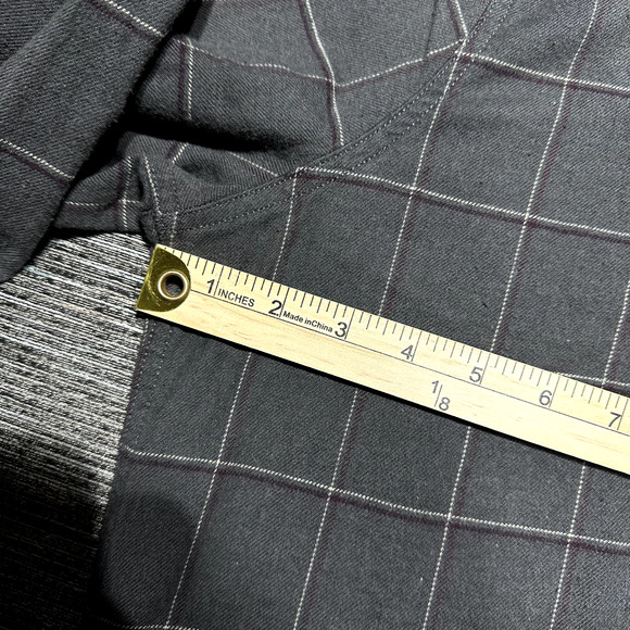 Marine Layer Flannel Button Up Shirt Men's 2XL Gray Windowpane Plaid Balboa - Picture 9 of 14